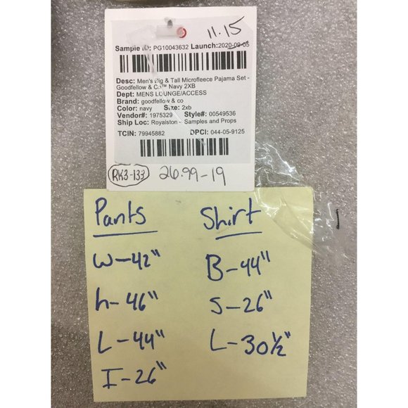 Men's Big & Tall Microfleece Pajama Set Size 2XB - Picture 10 of 10